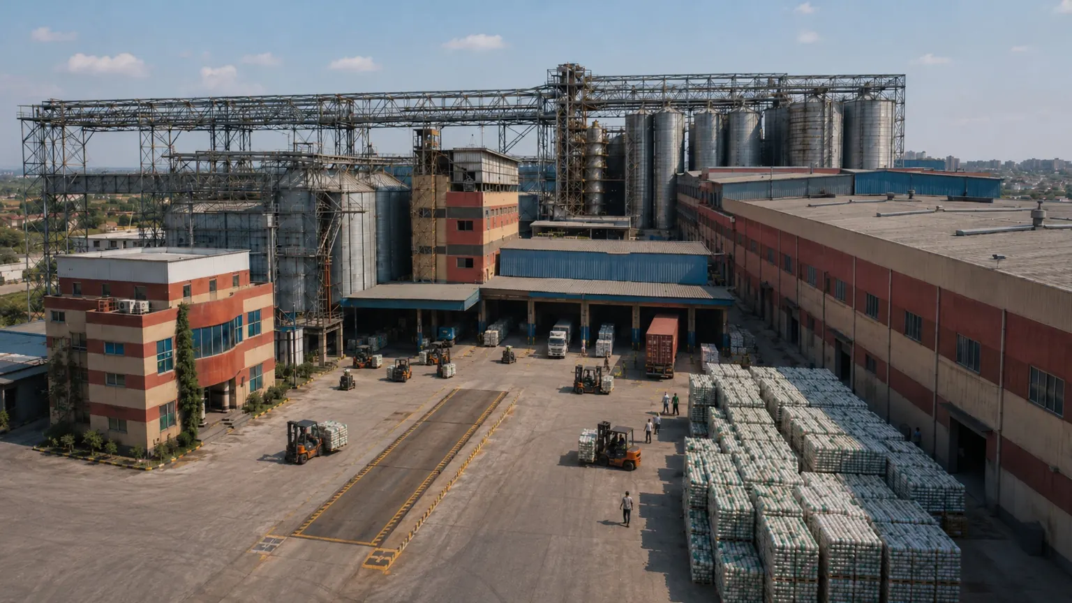 Logistics yard and forklifts