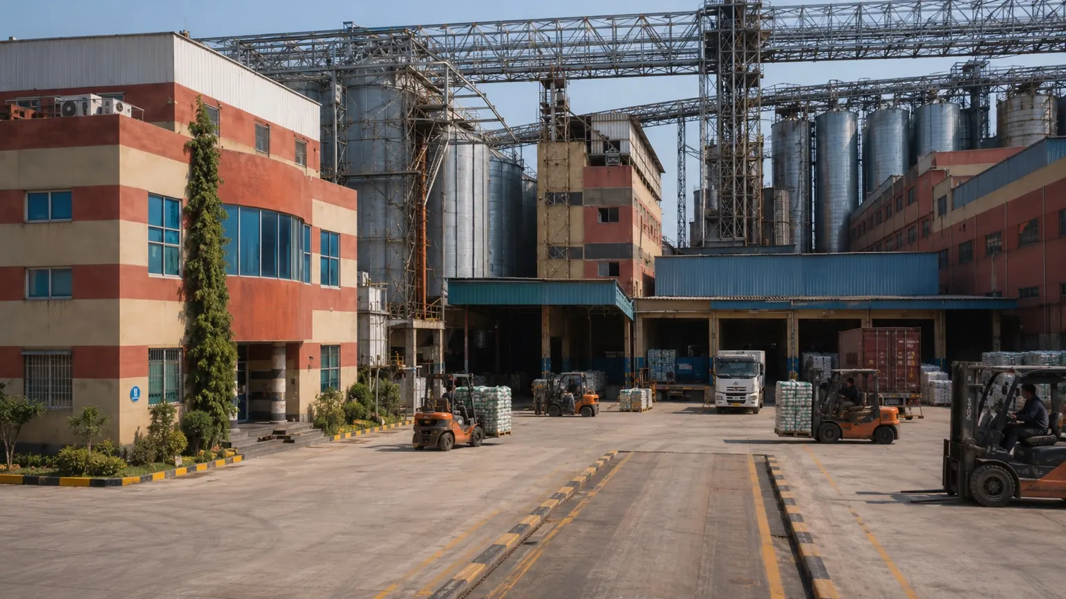 Admiral Agro outdoor storage yard — bulk pulses and legumes, New Damietta